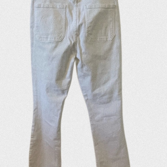 MOTHER The Hustler Patch Pocket Flood Jean in White Premium Denim high waist 28 - Picture 6 of 10